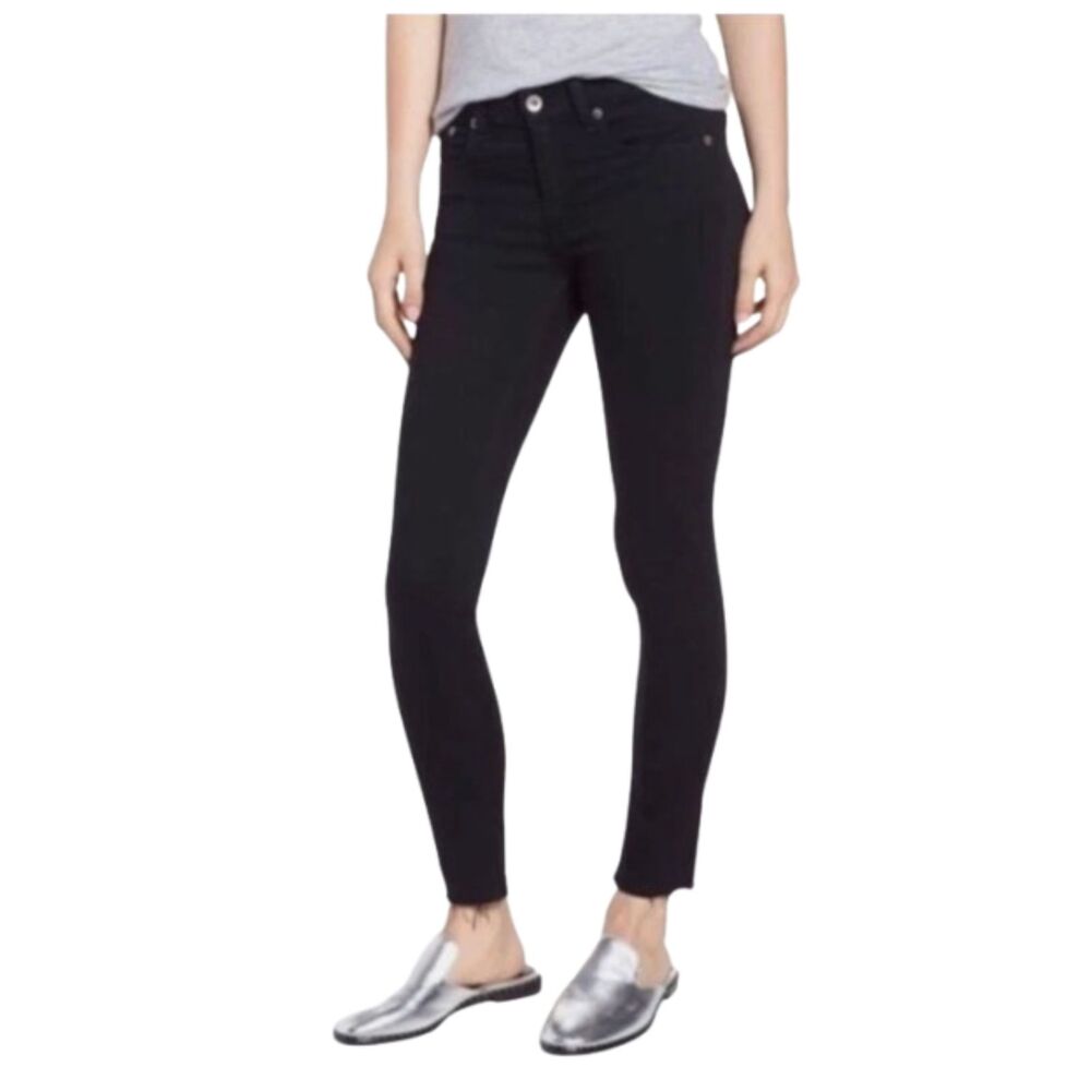 New IRR rag & bone New York Ankle Skinny Black Jeans size 26 Raw Hem E41